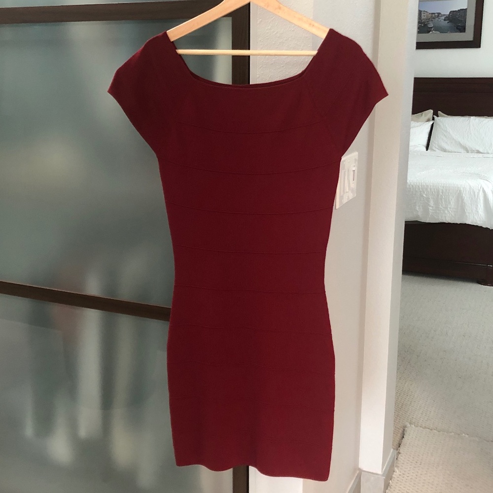 Max Studio Bodycon Bandage Dress - Maroon Size L - Picture 5 of 10